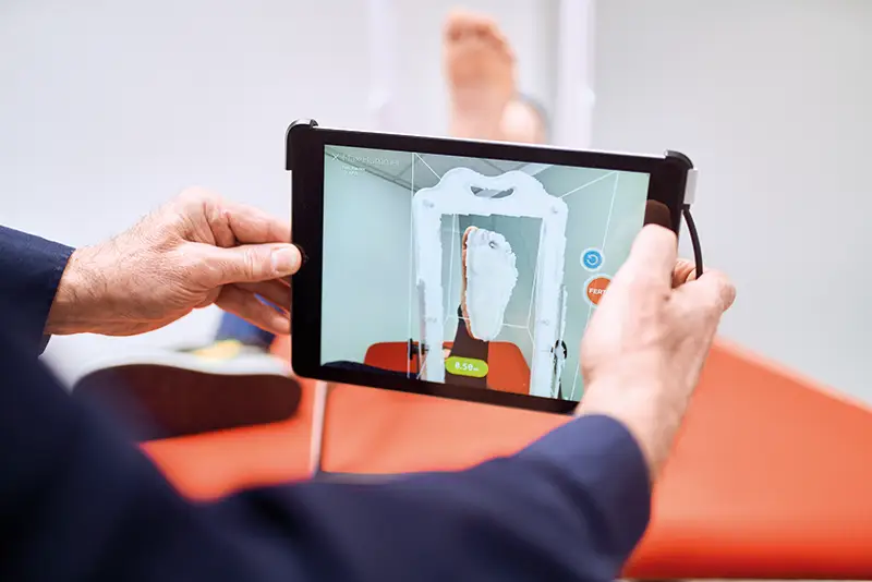 Fuß scannen mit dem iPad für unmodifizierte Daten
