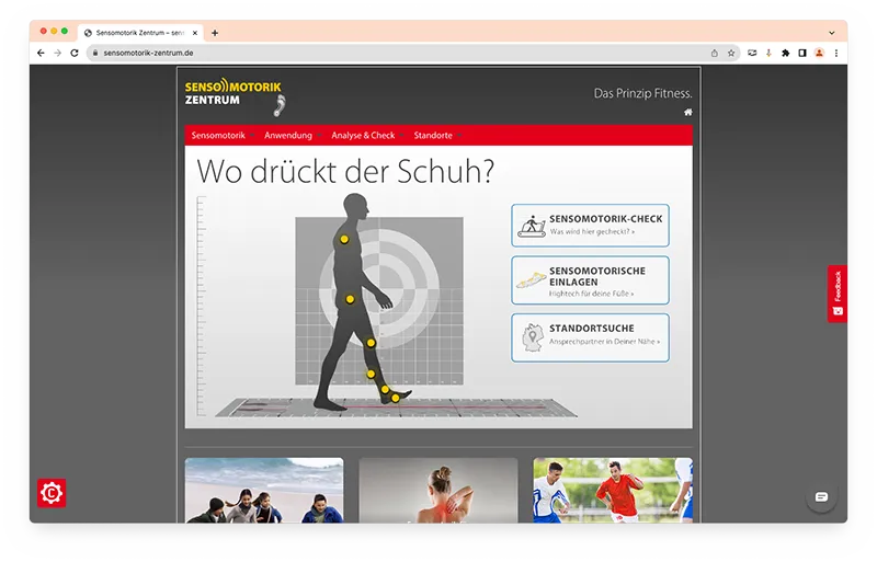 Screenshot Sensomotorik Zentrum